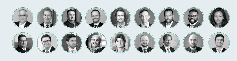Grid of 18 BCA Research strategists shown in black-and-white circular portraits.