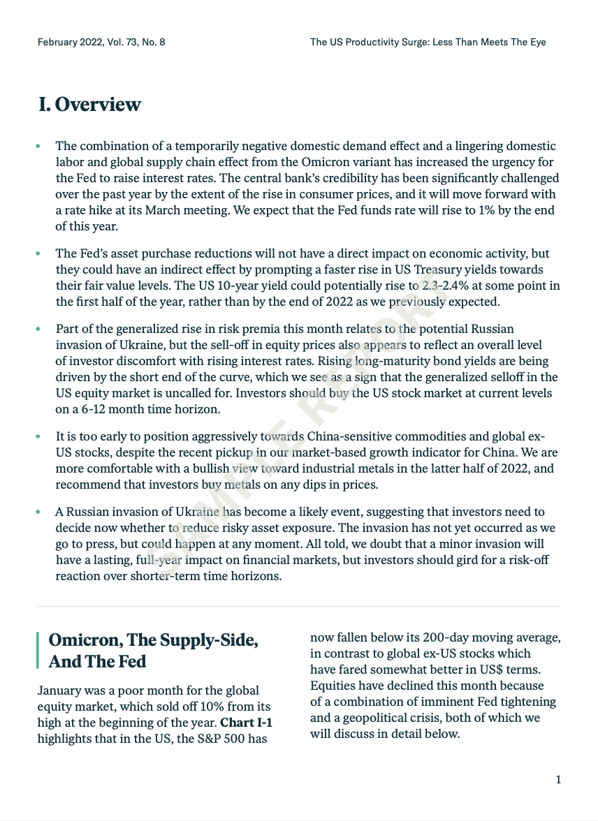 BCA report “Don’t Fight the Fed… Unless You’re the Fed,” on inflation, tightening, and bond market risks.