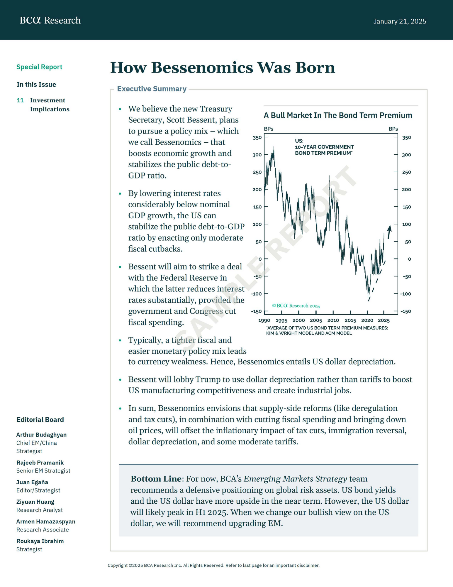 Bessenomics - low rates weaker dollar