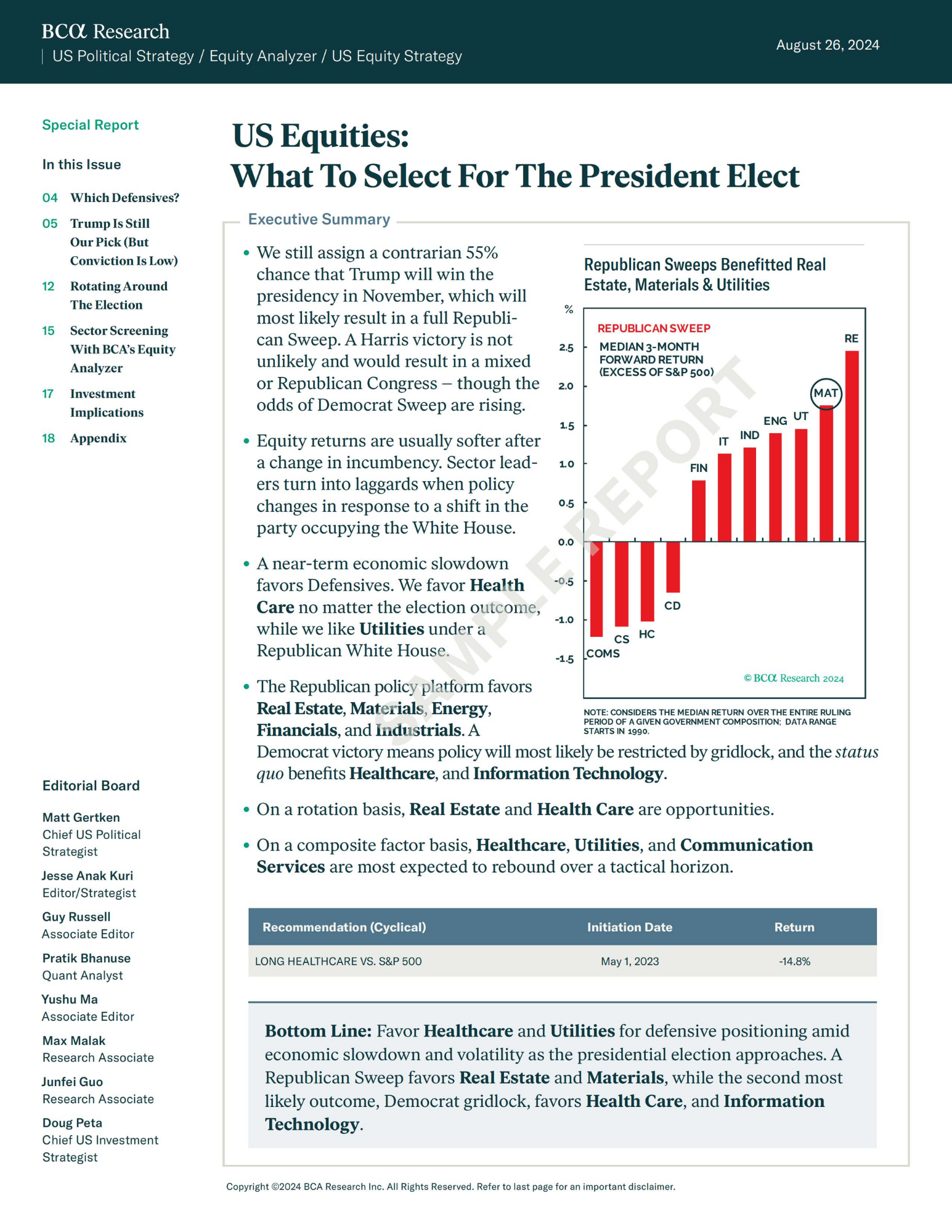 equity picks for president elect
